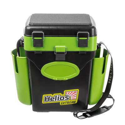 Ящик для зимней рыбалки "FishBox" Helios с навесными карманами, 10 л, зеленый