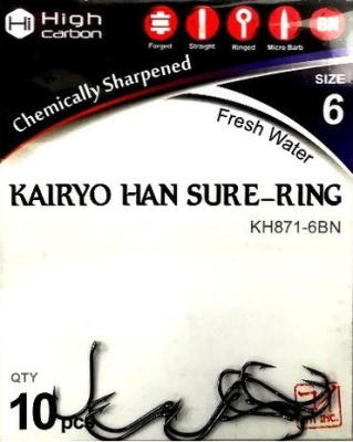 Крючок KOI "KAIRYO HAN SURE-RING", размер 8 (INT)/6 (AS), цвет BN (10 шт.)