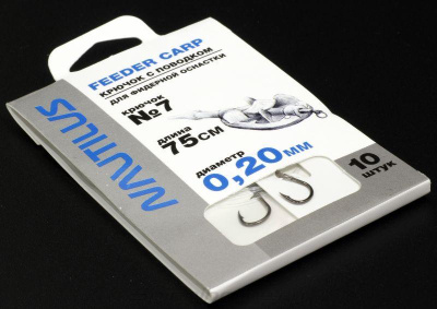 Крючок с поводком Nautilus Feeder Carp NSH1109- 7 0.20мм 75см