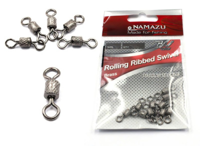 Вертлюг Namazu ROLLING RIBBED SWIVEL, латунь, цв. BN, р. 8, test-9 кг (уп.10 шт)